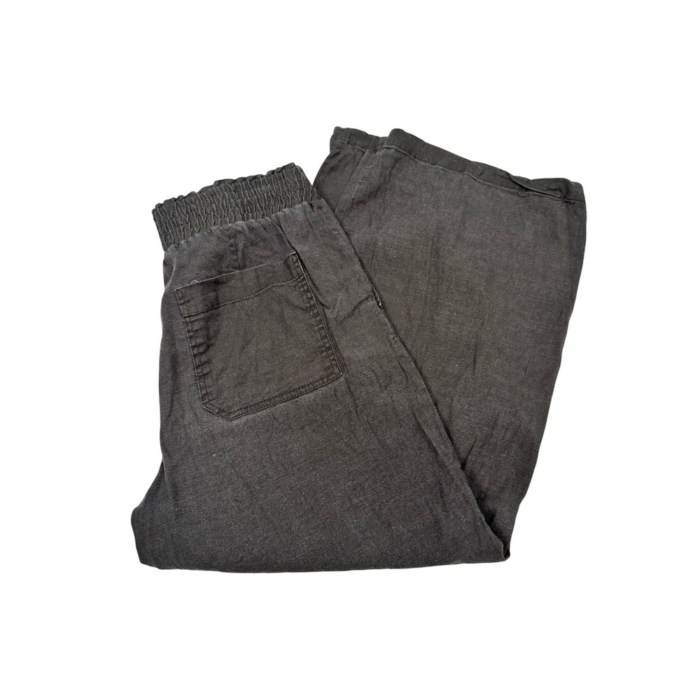 Maeve Anthropologie Gray Linen Blend Wide Leg Smocked Waist Pants Small - Picture 4 of 7
